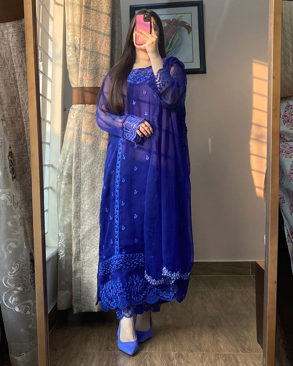 BLUE AZURE EMBROIDERED 3PC